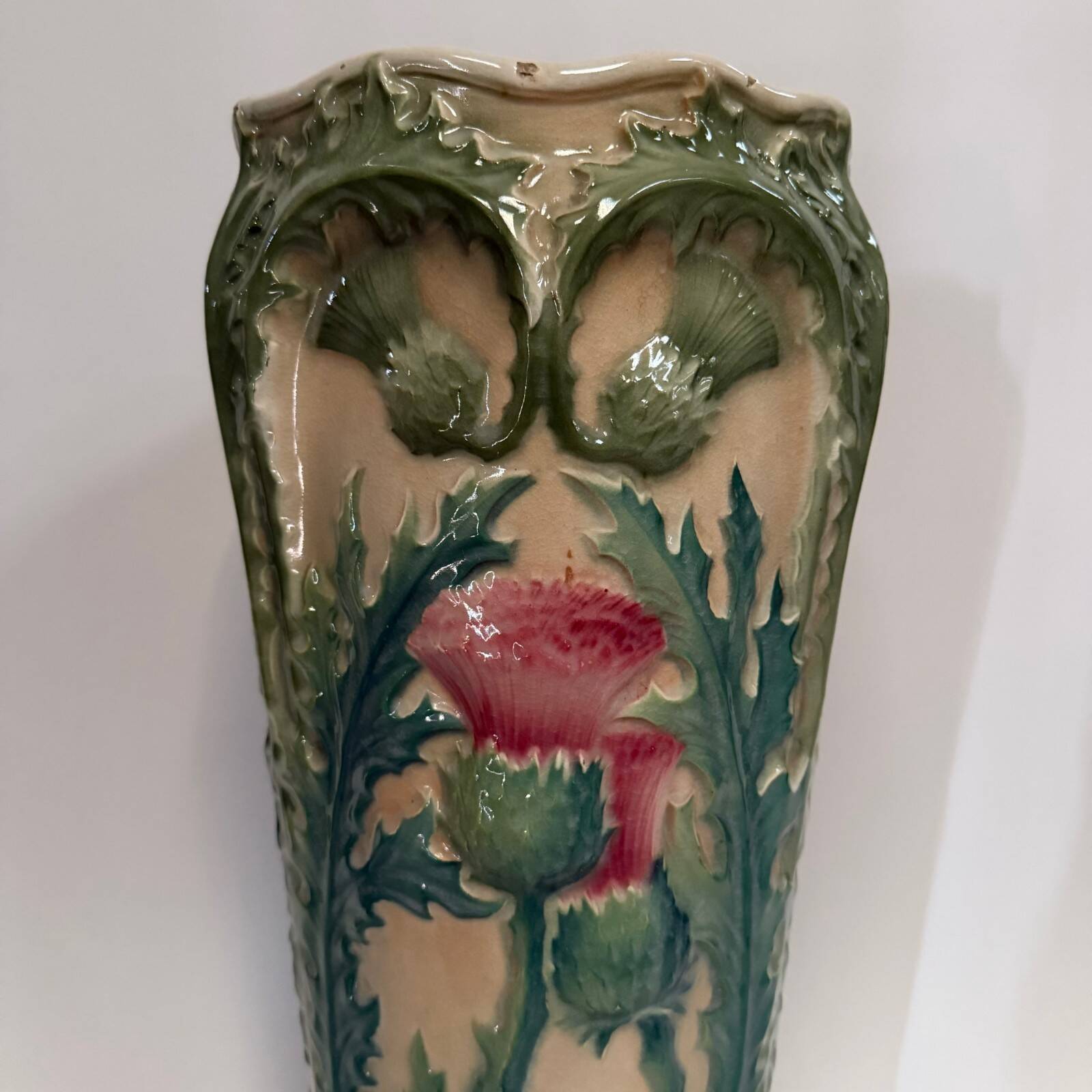 1900 Art Nouveau slip umbrella stand with thistle decoration