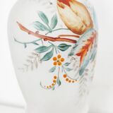 Opaline glass vase with hand-painted flowers, 1900
