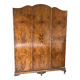 English-style wardrobe and its chest of drawers in walnut burl.