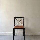 Set of 4 designer chairs in metal and cognac leather by Arrben Italy