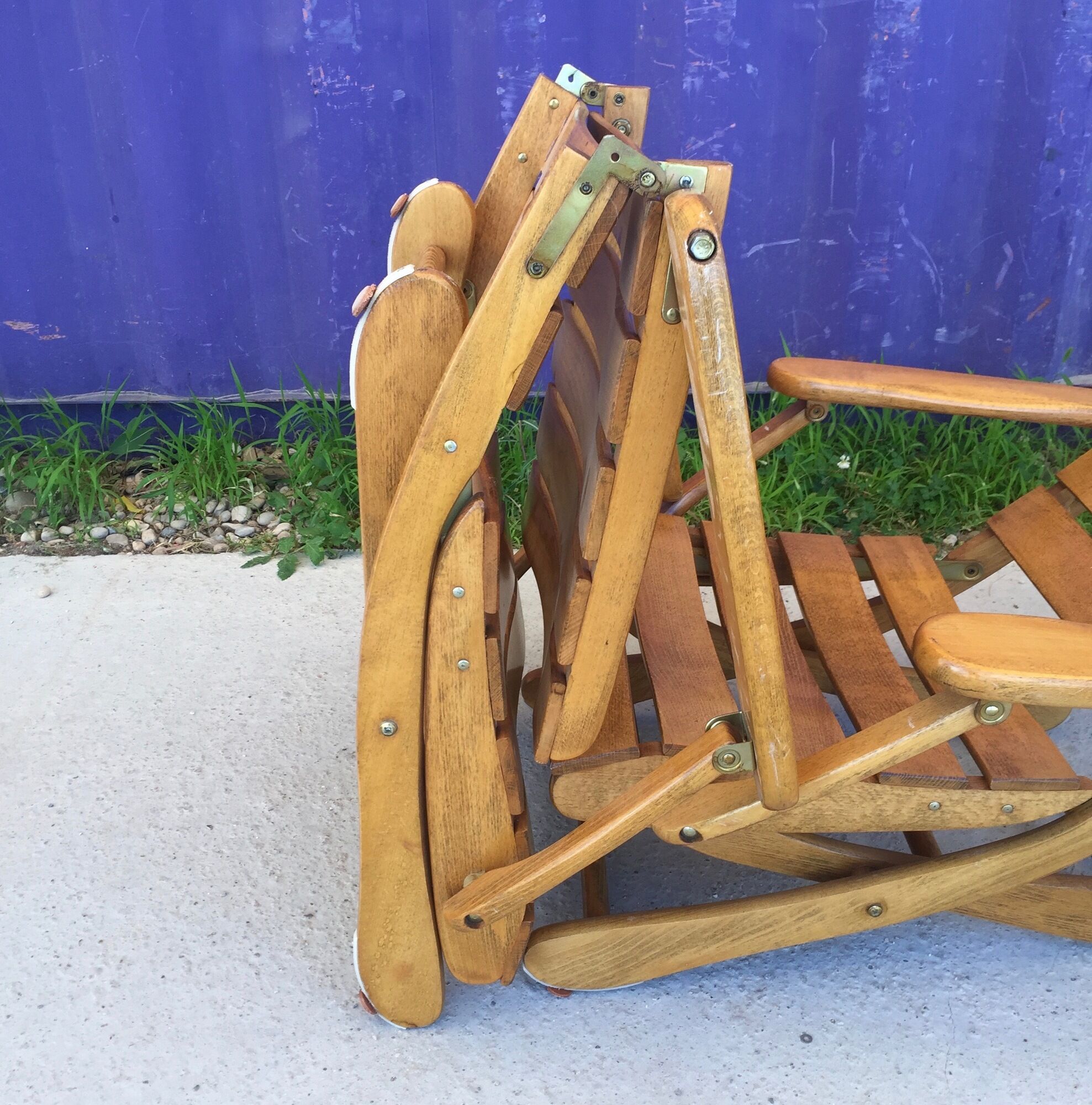Pair of folding wooden armchairs brand Sodibois