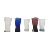 Set of 5 colorful aperitif glasses vintage year 60/70