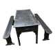 Old painted farmhouse table and 2 shabby chic benches