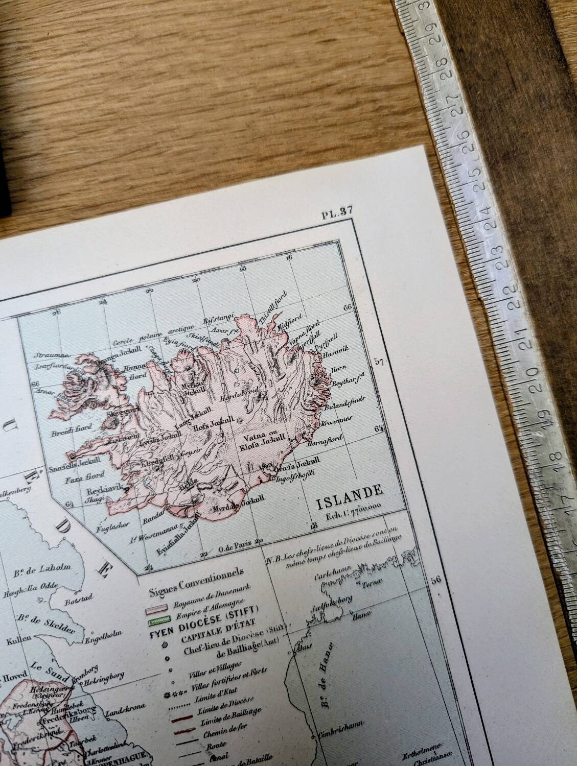 Denmark and dependencies, period map, 1887, Authentic