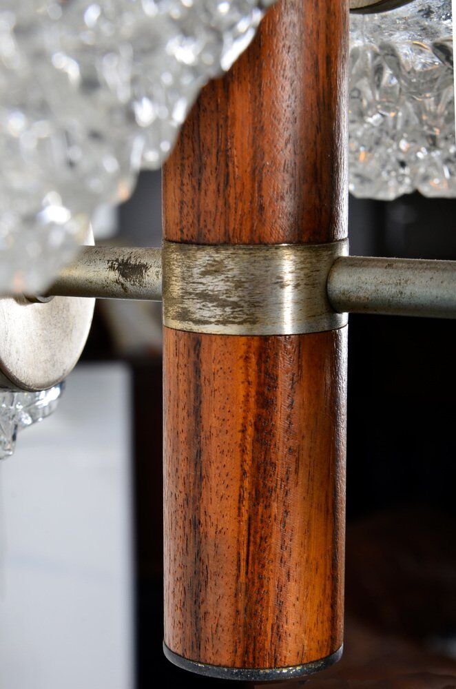 Temde chandelier with frosted glass elements, 1960s