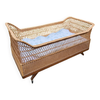 Vintage baby child rattan bed