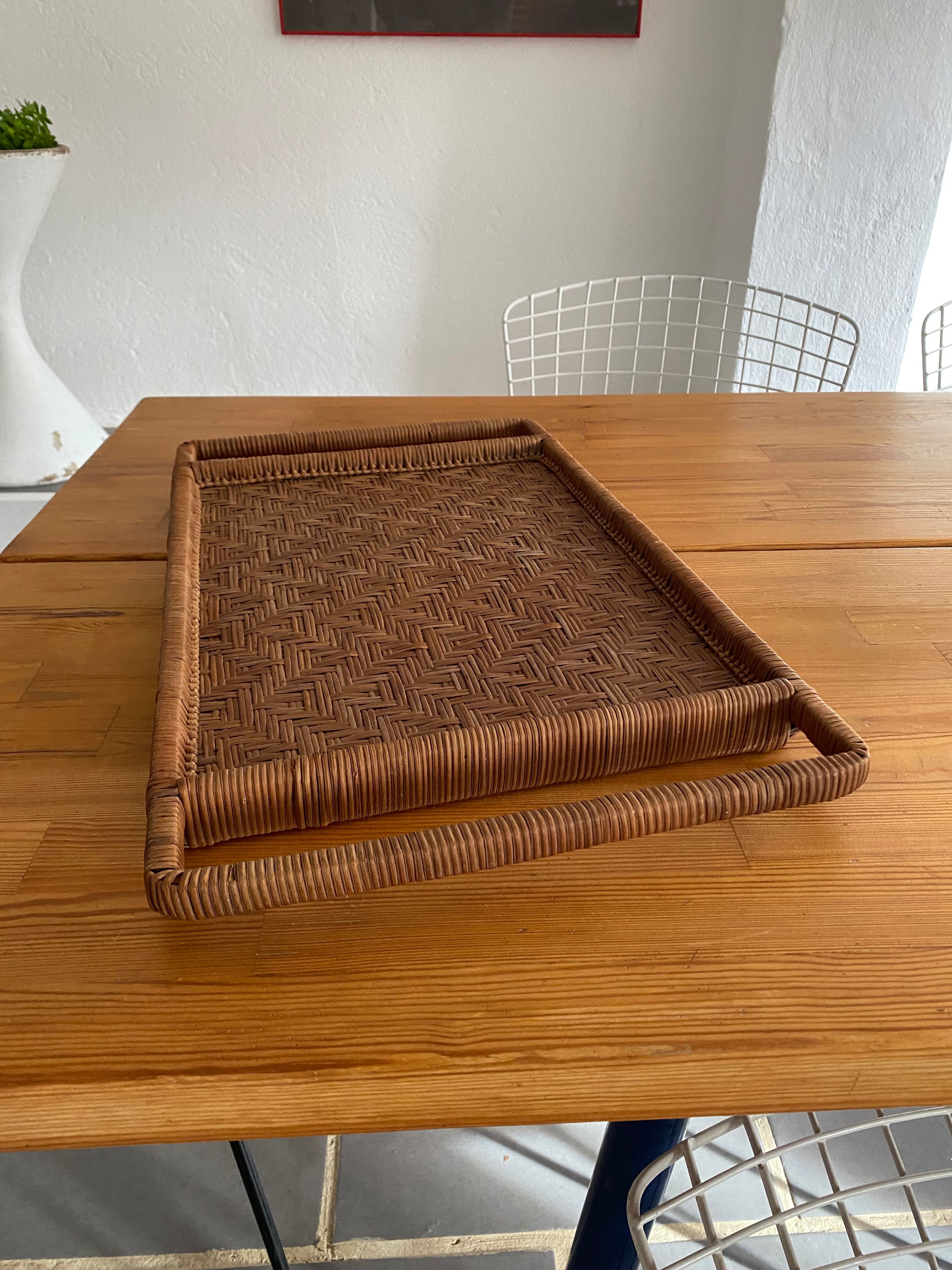 Plateau rotin vintage