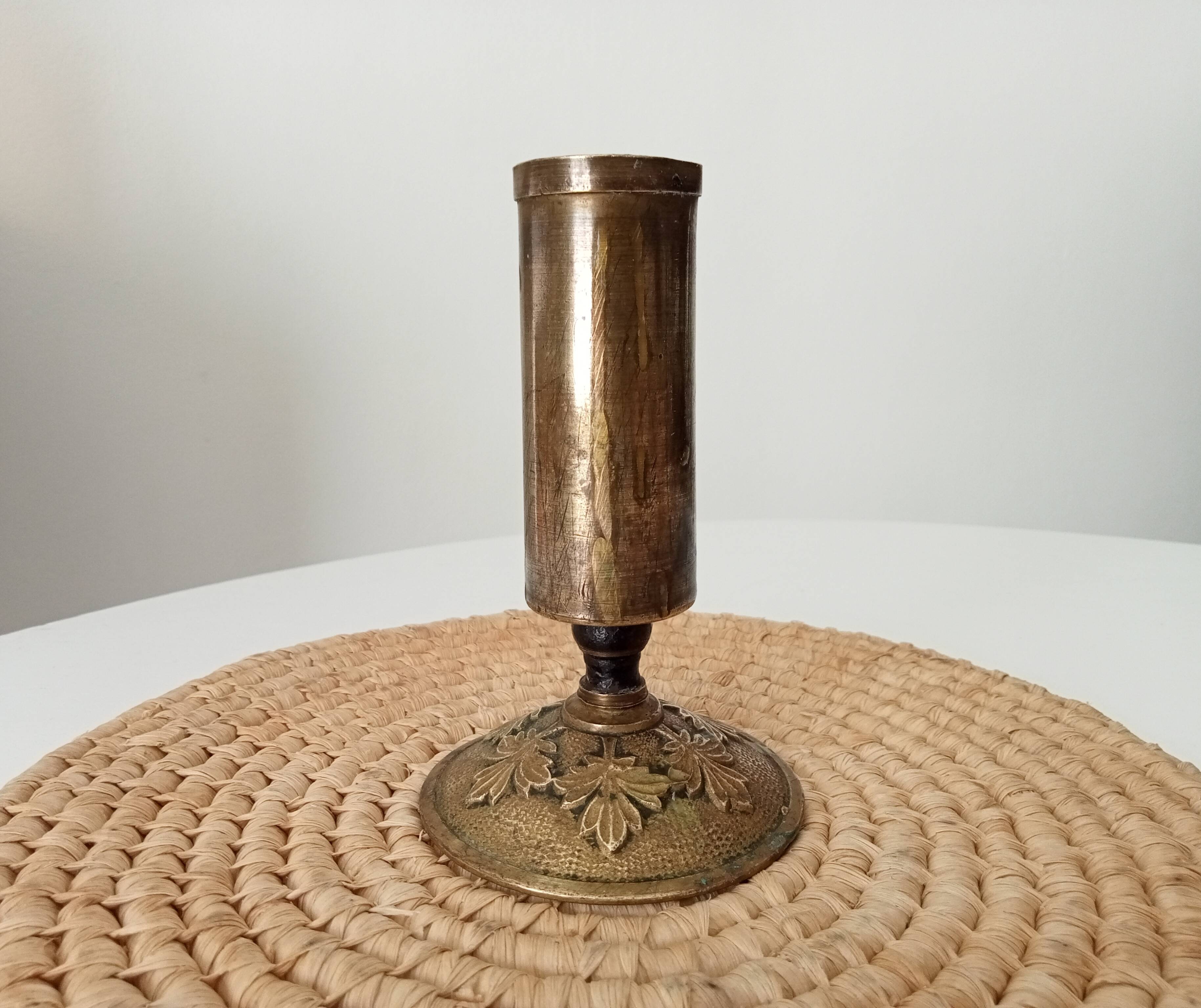Antique folk art candle holder 1914/18