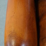 Sheepskin leather wingback chair with patina