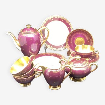 Gold & eggplant porcelain tea/coffee set