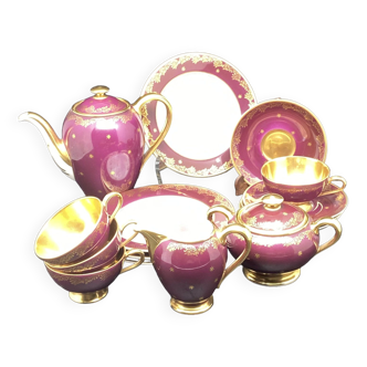 Gold & eggplant porcelain tea/coffee set