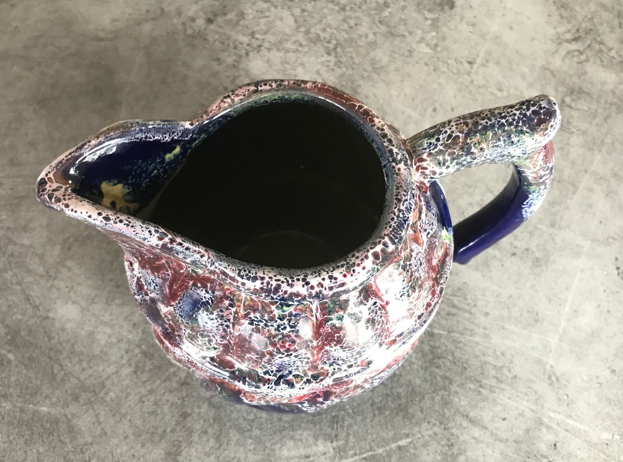 Old pitcher in porcelain stoneware flammé st amand de puisaye signed gaubier