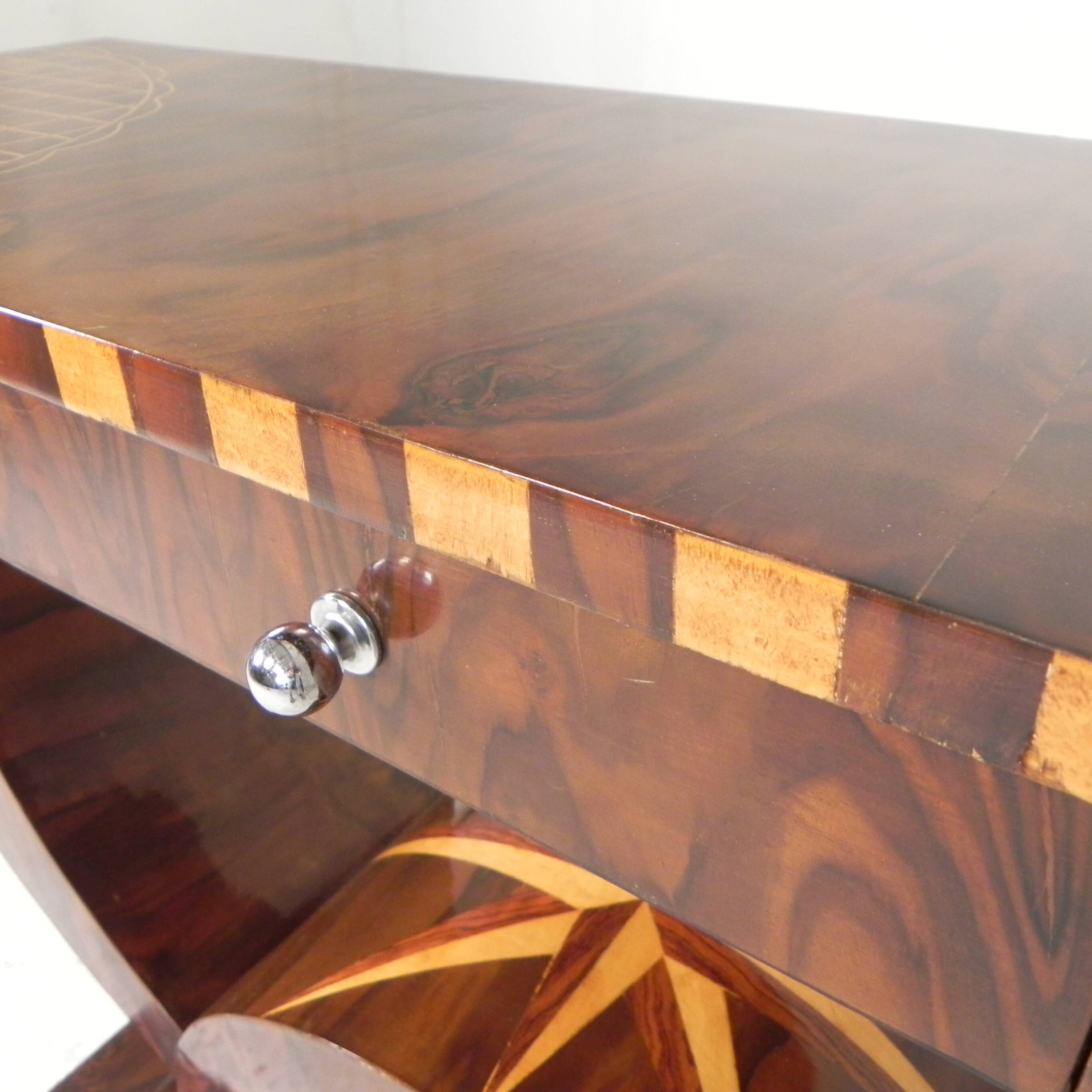Art Deco style console table in wood marquetry