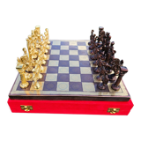 Brass Chess Board with Greek-Roman Chess Pieces - 14x14