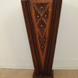 French antique oak tin-lined hand-carved umbrella stand with flower decoration.