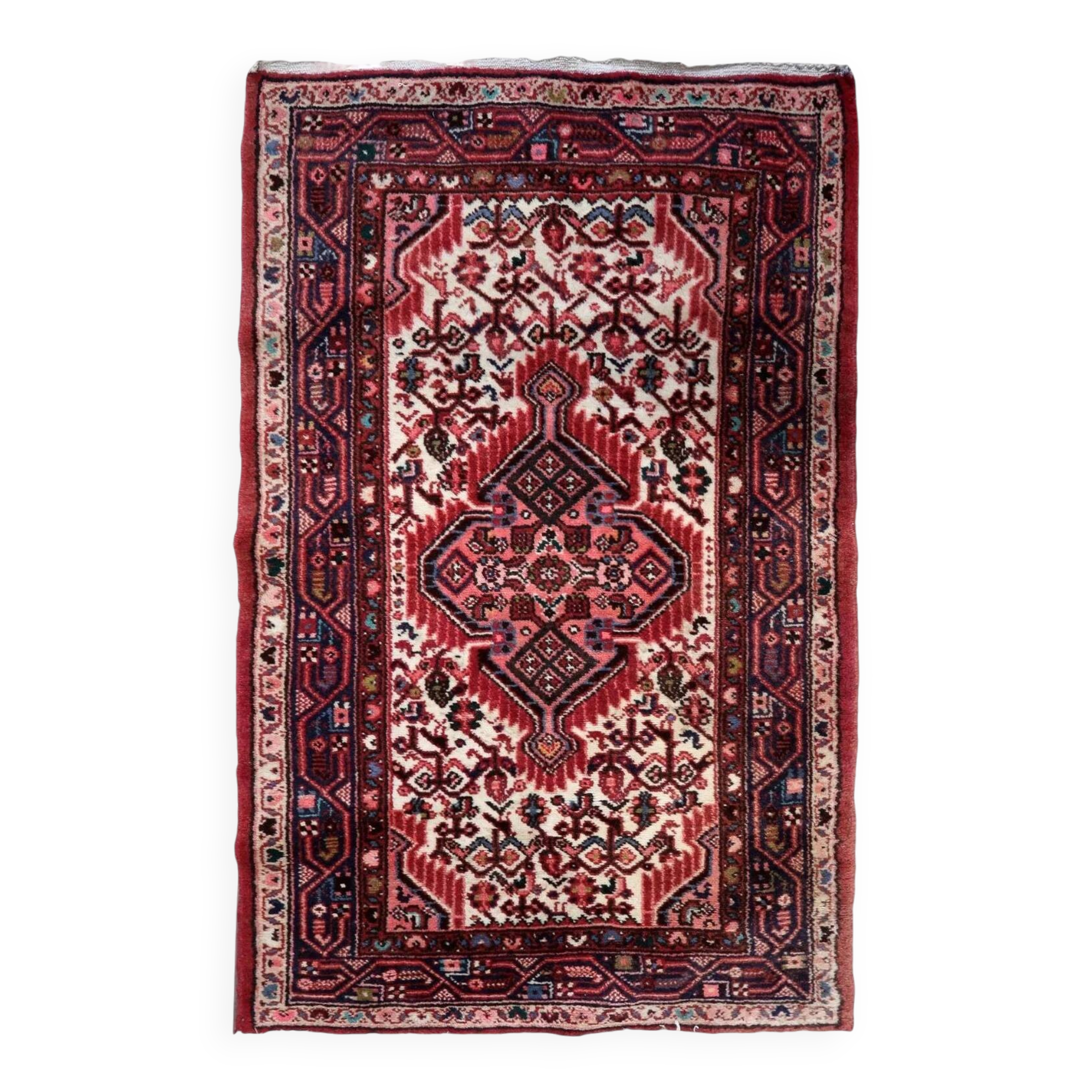 Handmade vintage Persian Hamadan rug 2.5' x 4' (77cm x 124cm), 1970s