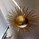Pendant lamp forming sun golden metal with gold leaf Vintage 50s SB