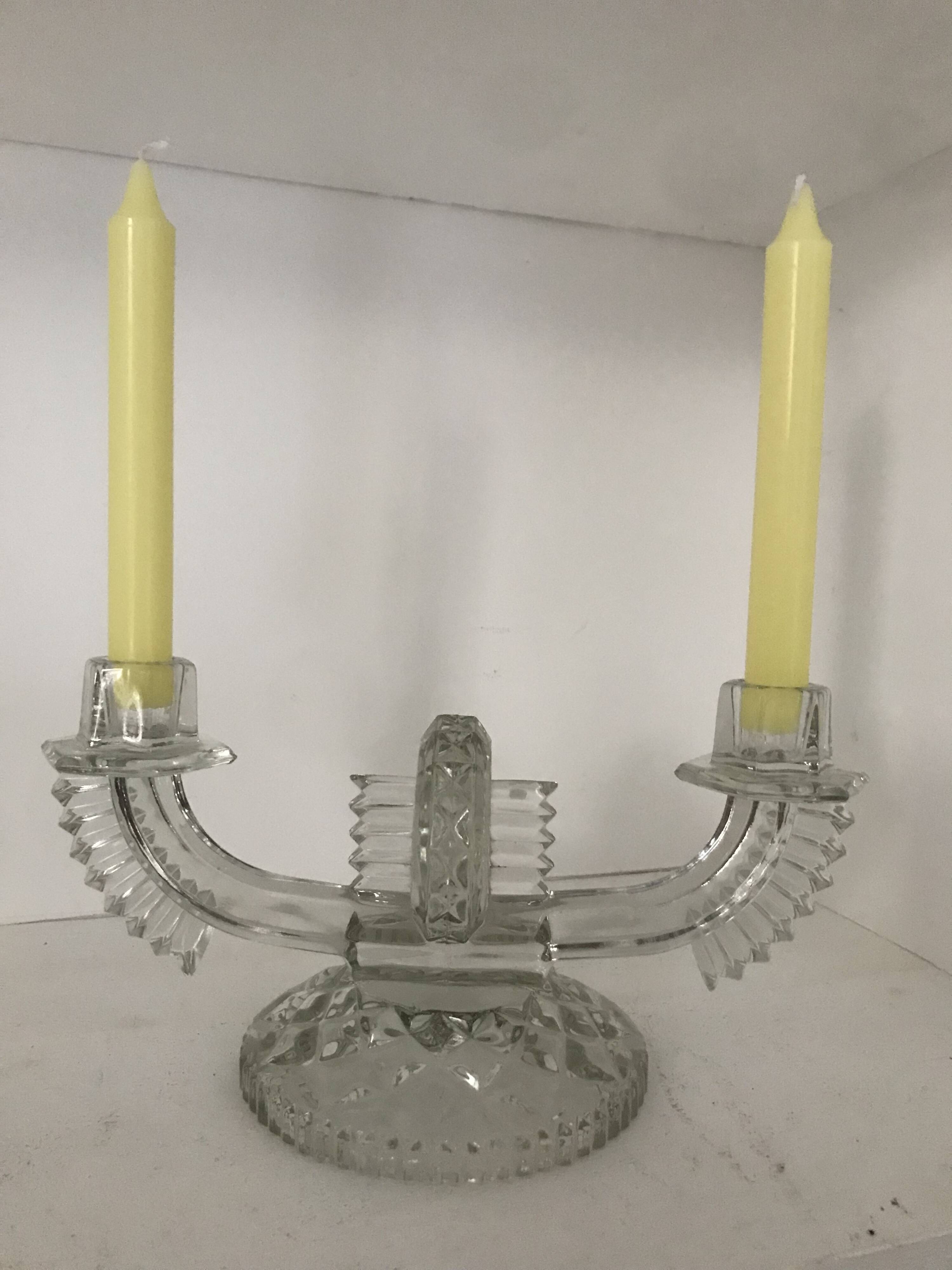 Art Deco 2-branched candle holders