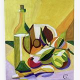 Modern still life, oil on canvas, fruit