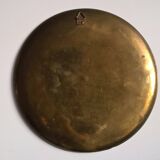 Old decorative brass and enamel wall plate signed GH