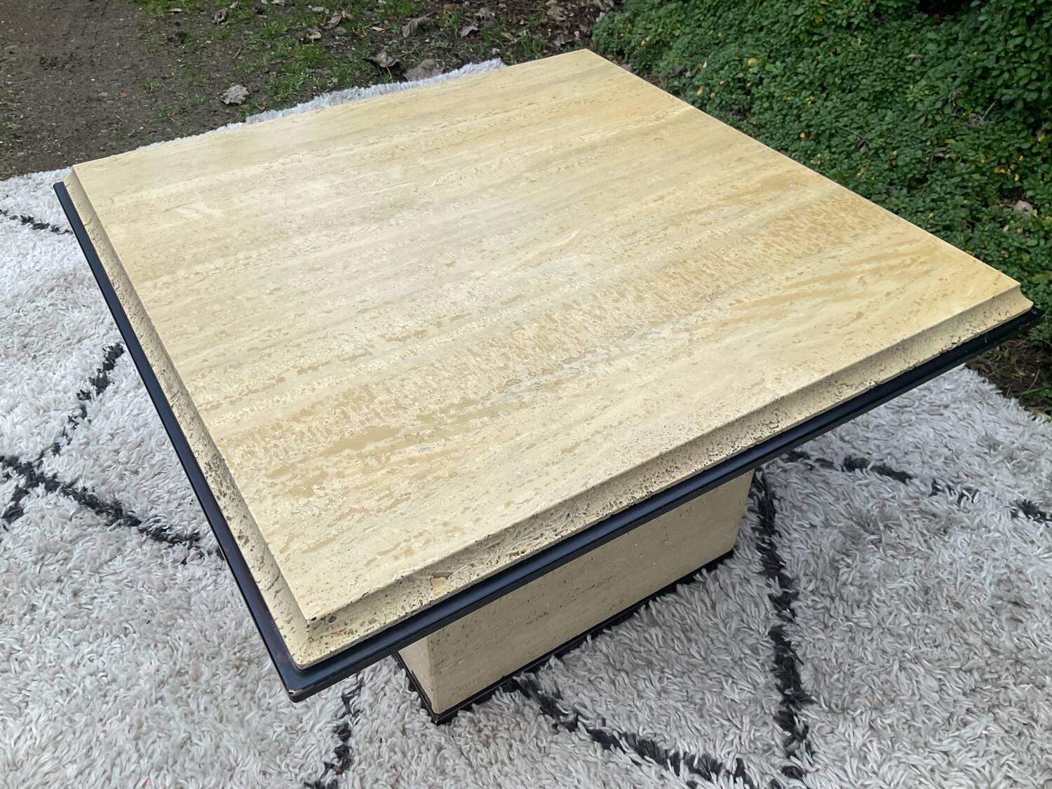 1970s Fedam travertine coffee table