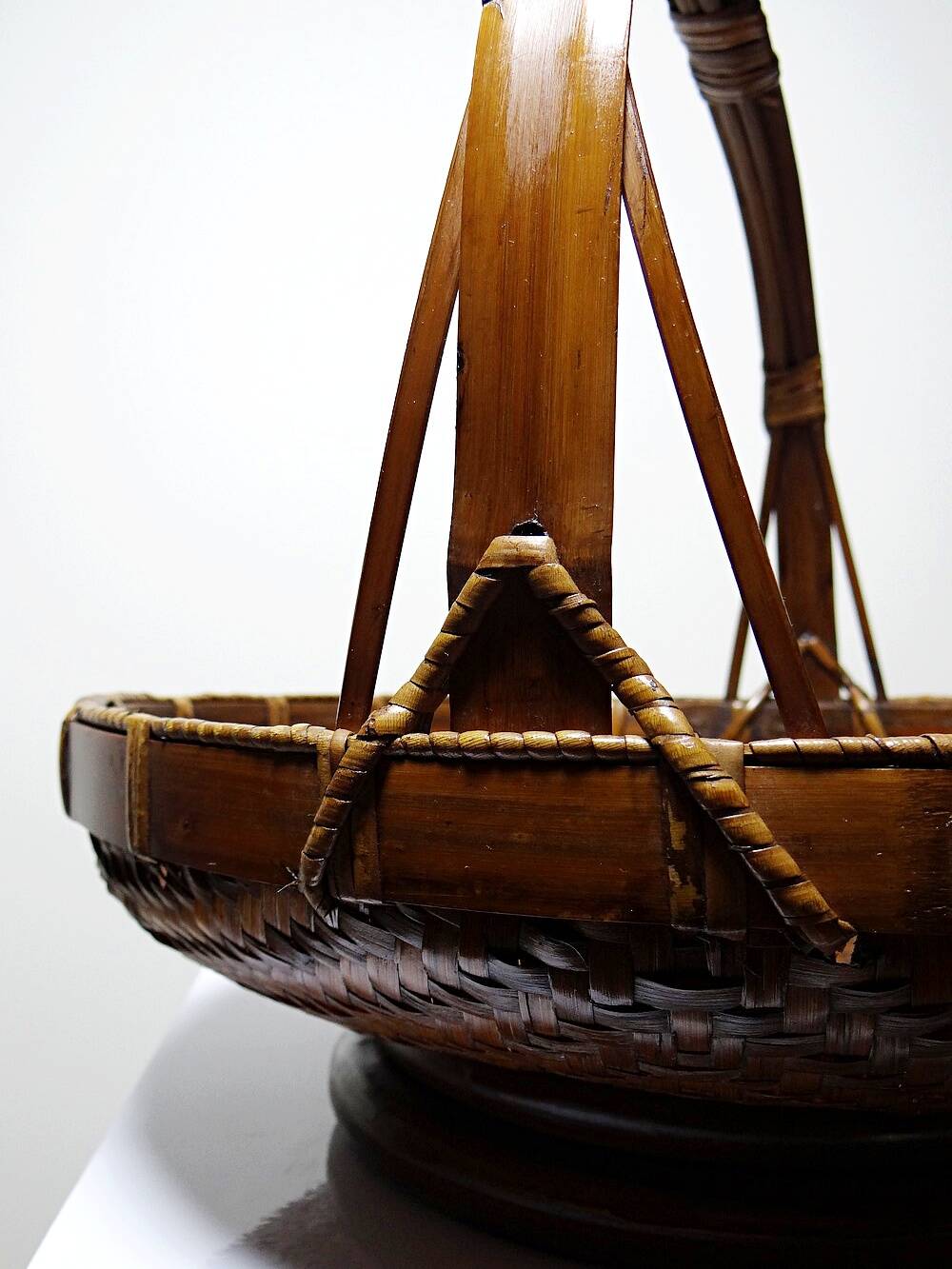Large Vintage Asian Bamboo Offering Basket 1920–1950
