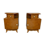 Pair of art deco bedsides in lemon tree magnifying glass