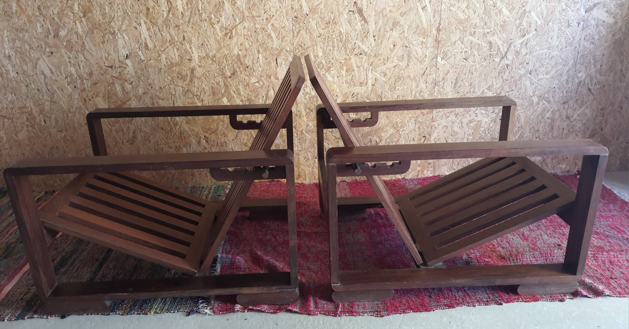 Pair of modernist Rio rosewood rack-and-pinion armchairs