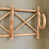 Vintage rattan wall coat rack
