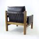 Lot de 2 chaises longues en cuir marron et noyer par Ton, Tchécoslovaquie