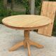 Extendable oval round table with central leg, renovated in raw solid wood, 105cm