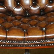 Restored leather captain's Chesterfield chair