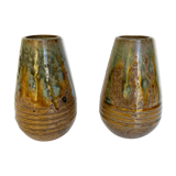 Enamelled stoneware vases