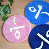 Tapis rond visage bleu 54x54cm