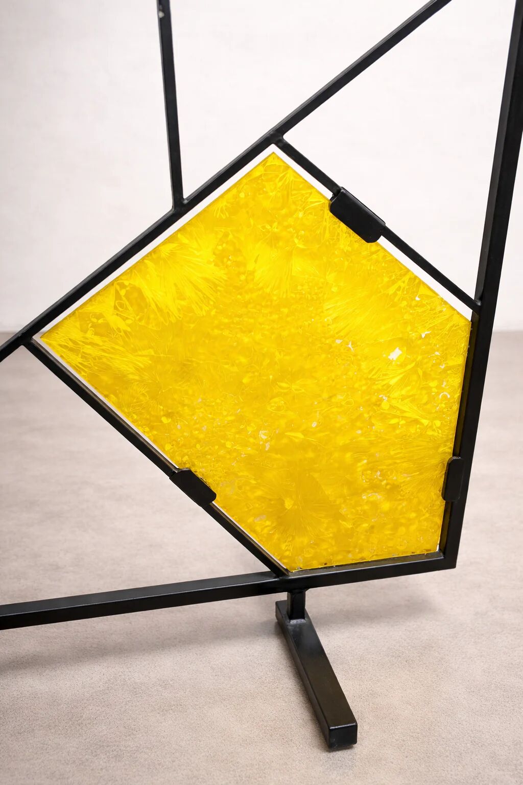 Mid-century modern geometric room divider with textured coloured glass, 1970s–1980s