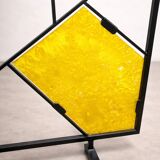 Mid-century modern geometric room divider with textured coloured glass, 1970s–1980s