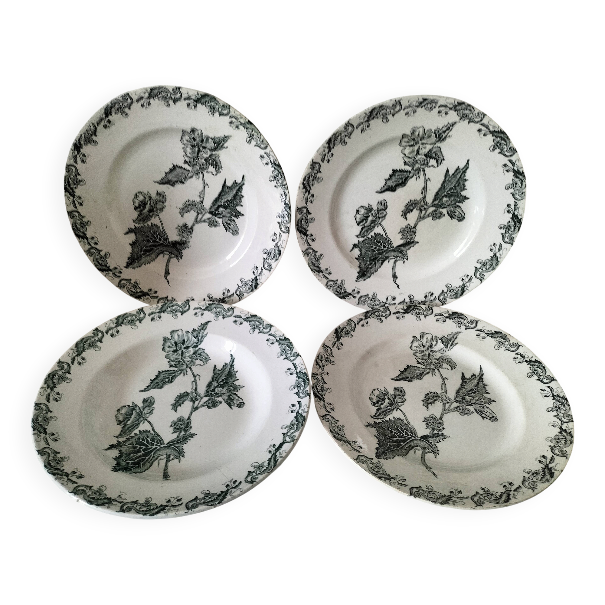 4 ironstone plates A. Lebacqz & M. Bouchart Richelieu model