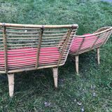 Bamboo rattan benches for kids vintage 60s