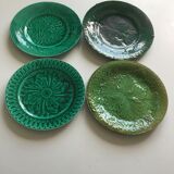 4 assiettes en barbotine verte