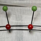 Wall-mounted coat rack ball and black metal vintage 1950s style Roger Féraud
