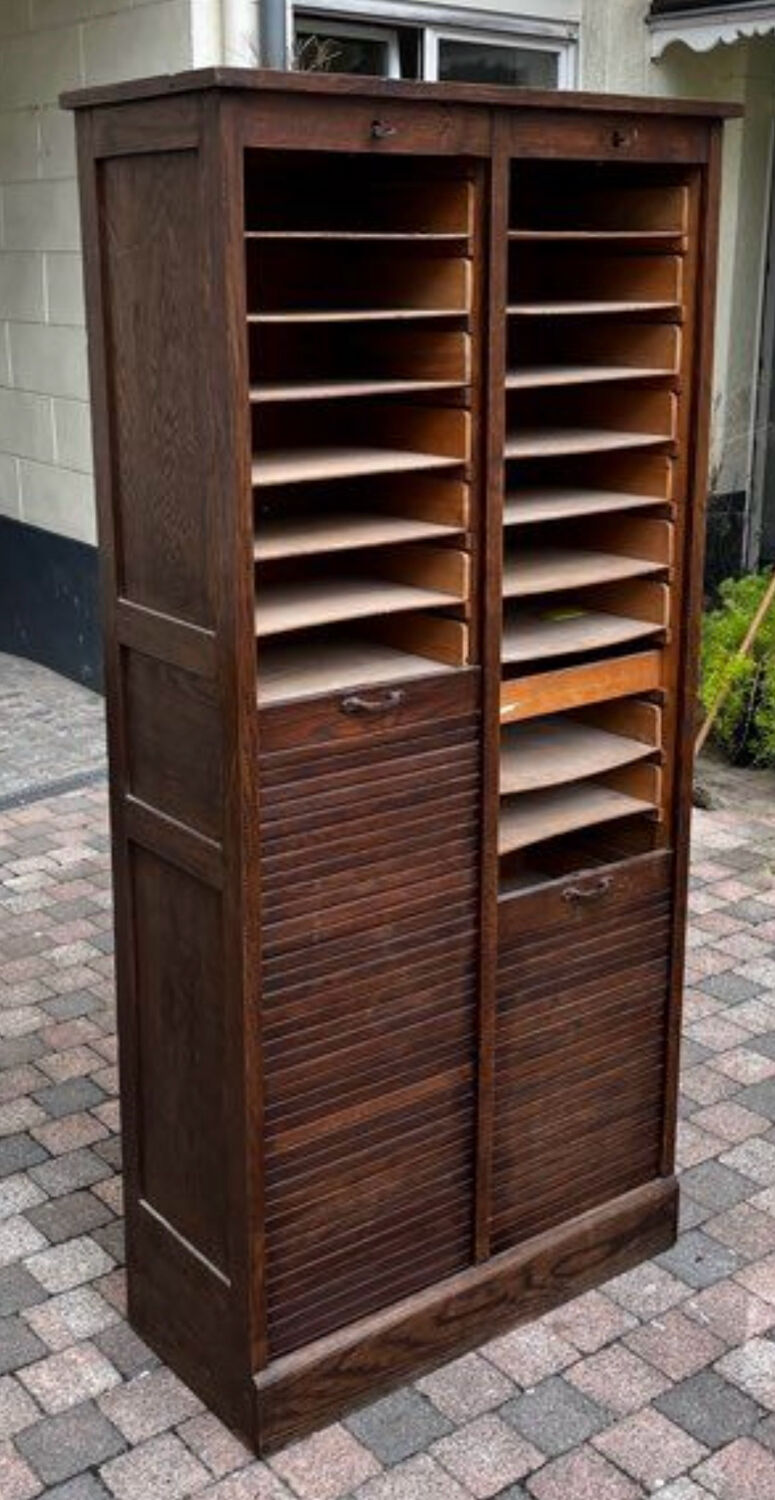 Filing cabinet with curtains