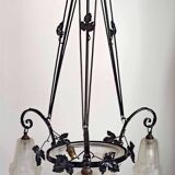 Degué 4-light Art Deco chandelier Width 62 cm Height 93 cm
