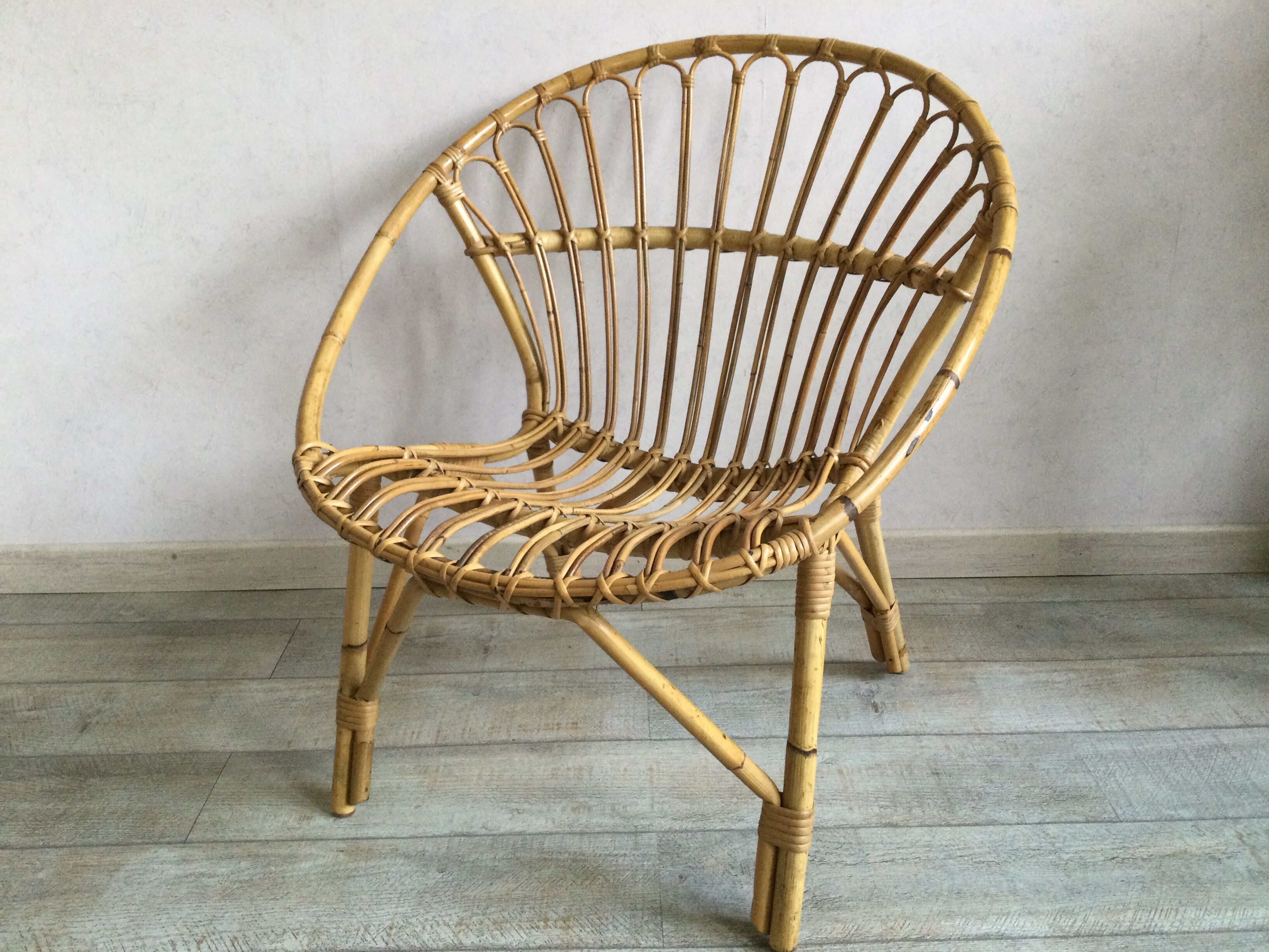 Adult rattan shell armchair