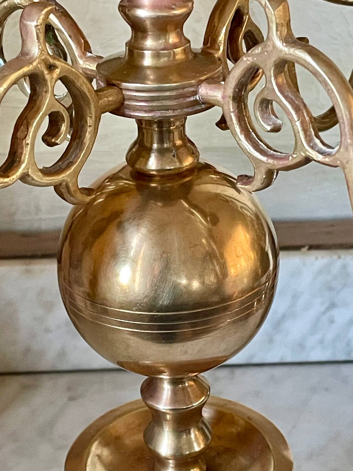 Antique Dutch 5-light brass candlestick