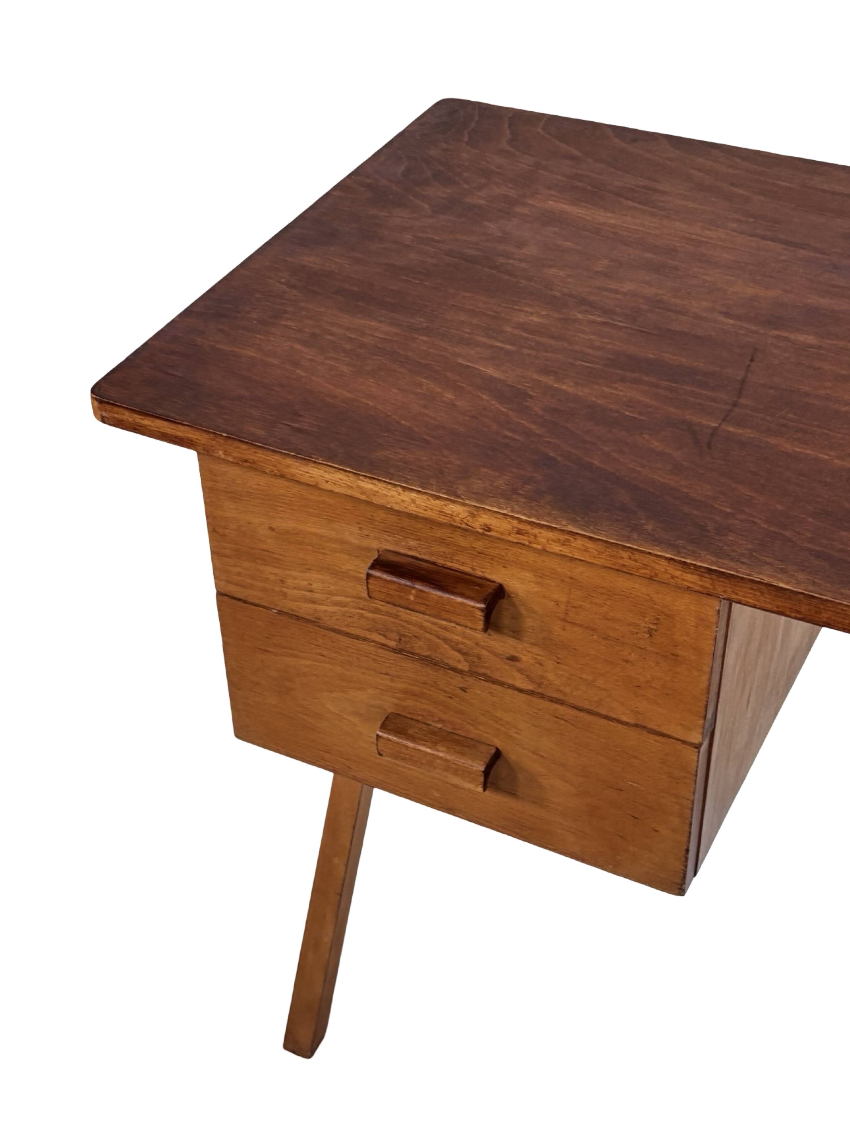Vintage desk, compact model, minimalist desin teak, 1960s