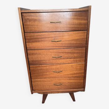 Vintage teak chest of drawers from the 60s with 5 drawers