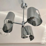 Chandelier in chromed metal and vintage stainless steel