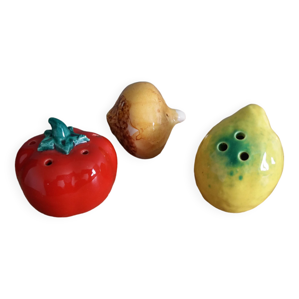 salière poivrier en barbotine tomate oignon citron