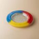 Vintage Murano glass bowl - blue, red, and yellow glass with bubbles - Italy 1980s - Pop Art design