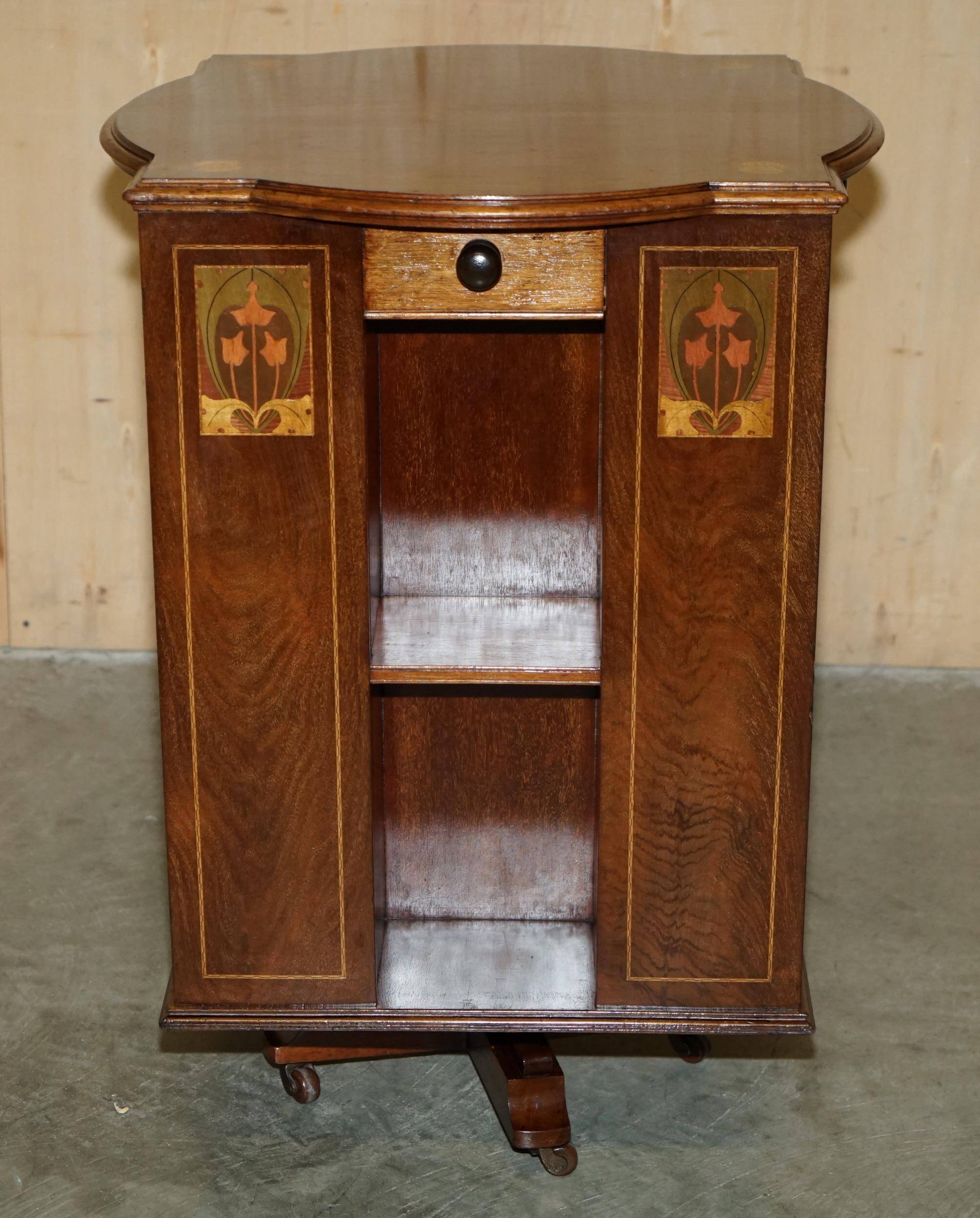 Art Nouveau Antique Rotating Library Table Liberty Style